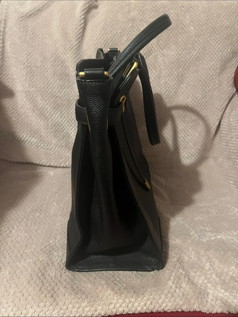 Bean Pole Leather Tote Bag with Gold Hardware